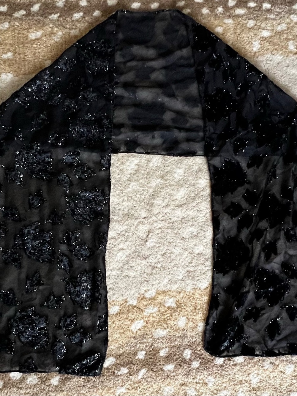 Black Velvet Floral Burnout Scarf